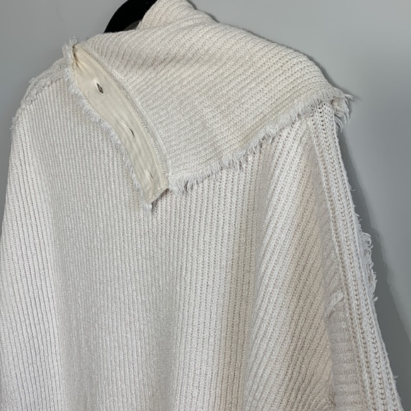 Free People On My Side Pullover Button Turtleneck Sweater Cream Size Medium - Picture 12 of 15
